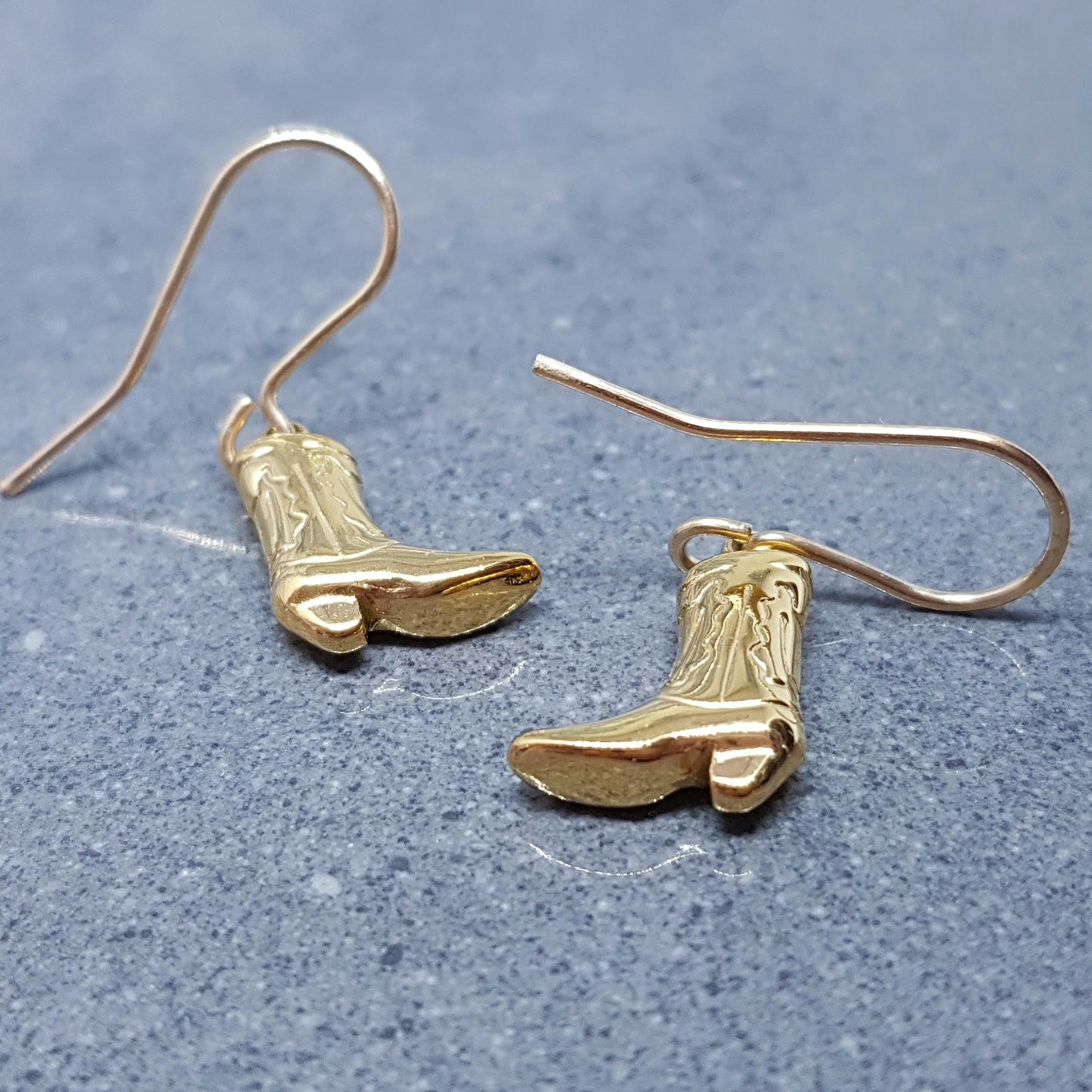 Cowboy Boot Earrings with a choice of Ear Wires, 14k Gold Plated