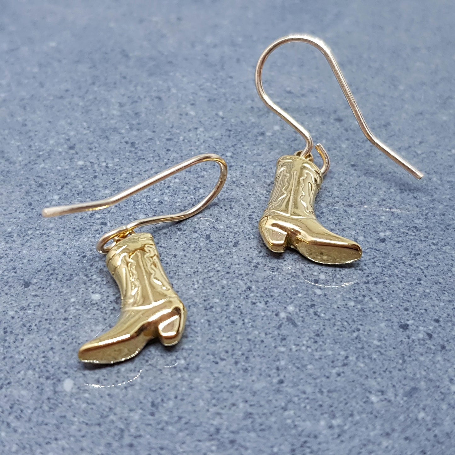 Cowboy Boot Earrings with a choice of Ear Wires, 14k Gold Plated