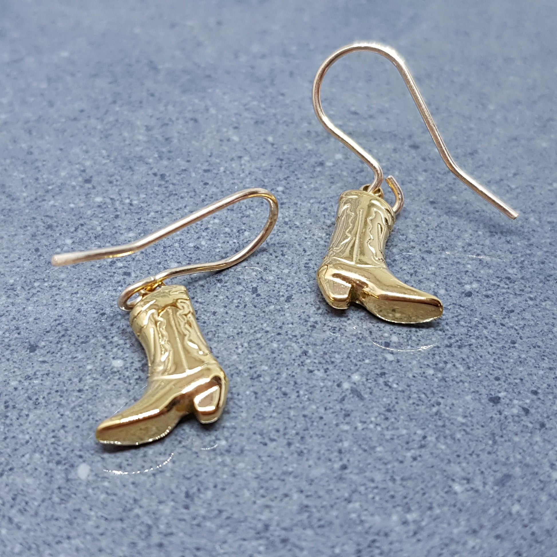 Cowboy Boot Earrings with a choice of Ear Wires, 14k Gold Plated