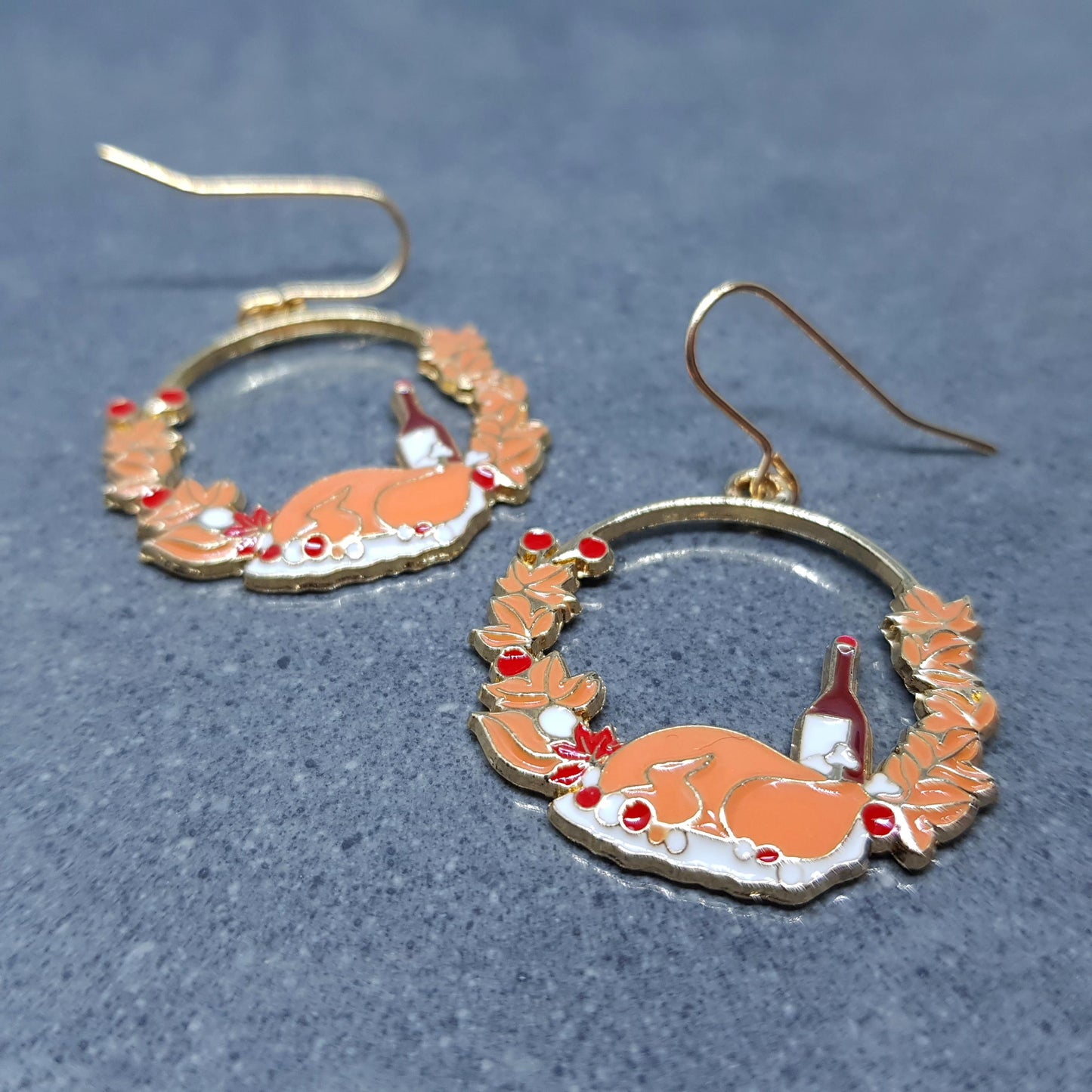 Christmas Dinner Earrings with a choice of Ear Wires, Thanksgiving Turkey