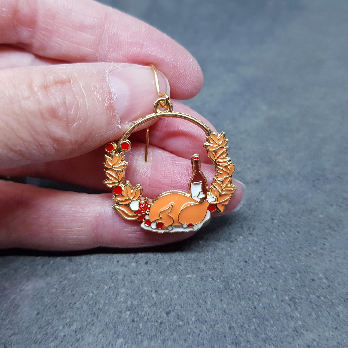 Christmas Dinner Earrings with a choice of Ear Wires, Thanksgiving Turkey