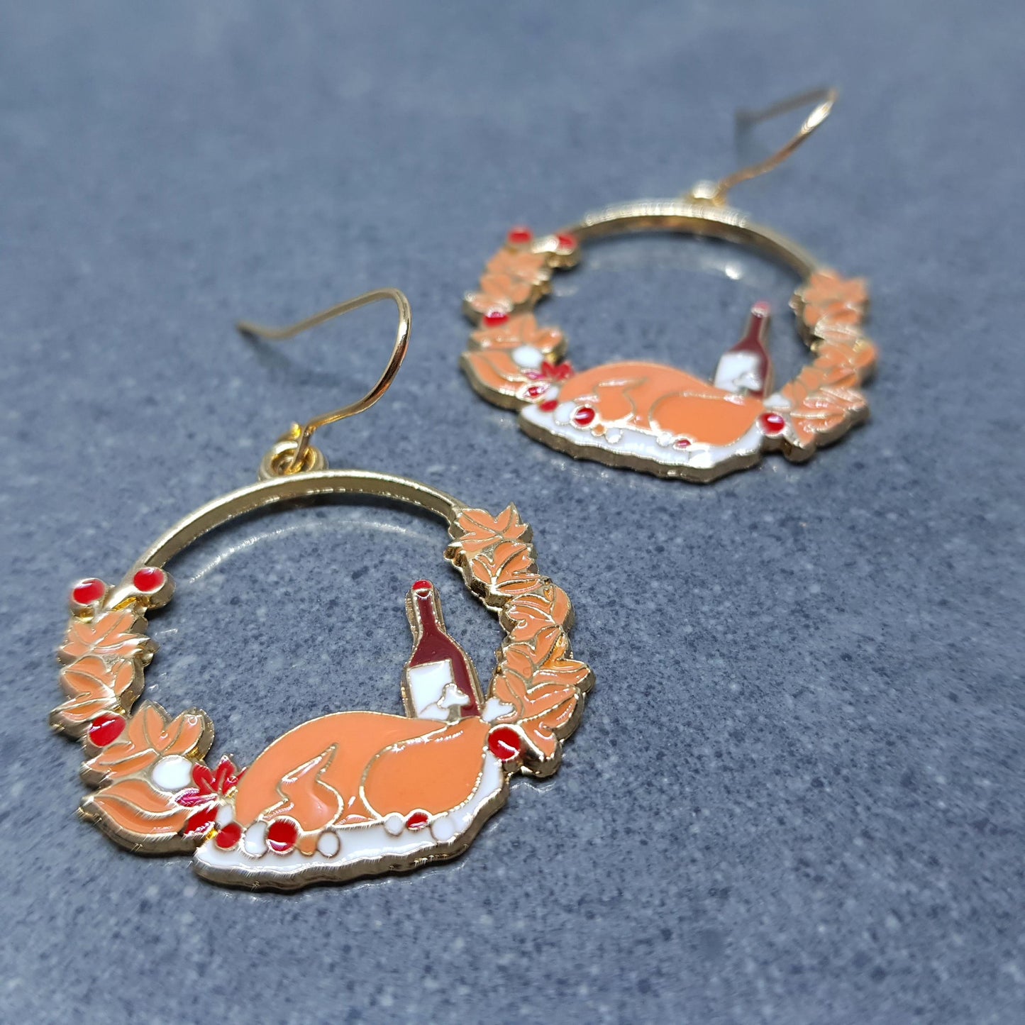 Christmas Dinner Earrings with a choice of Ear Wires, Thanksgiving Turkey