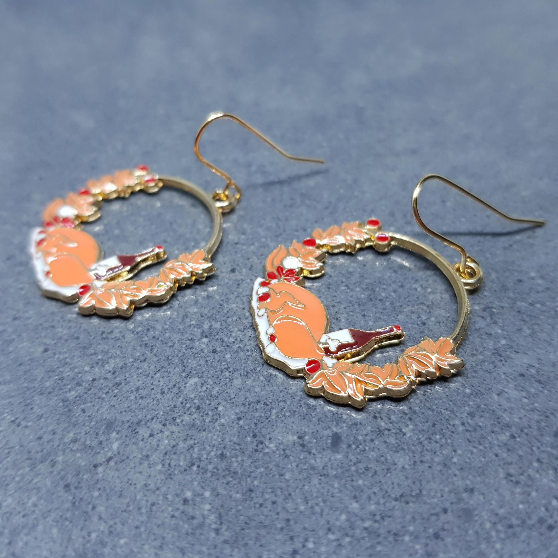 Christmas Dinner Earrings with a choice of Ear Wires, Thanksgiving Turkey