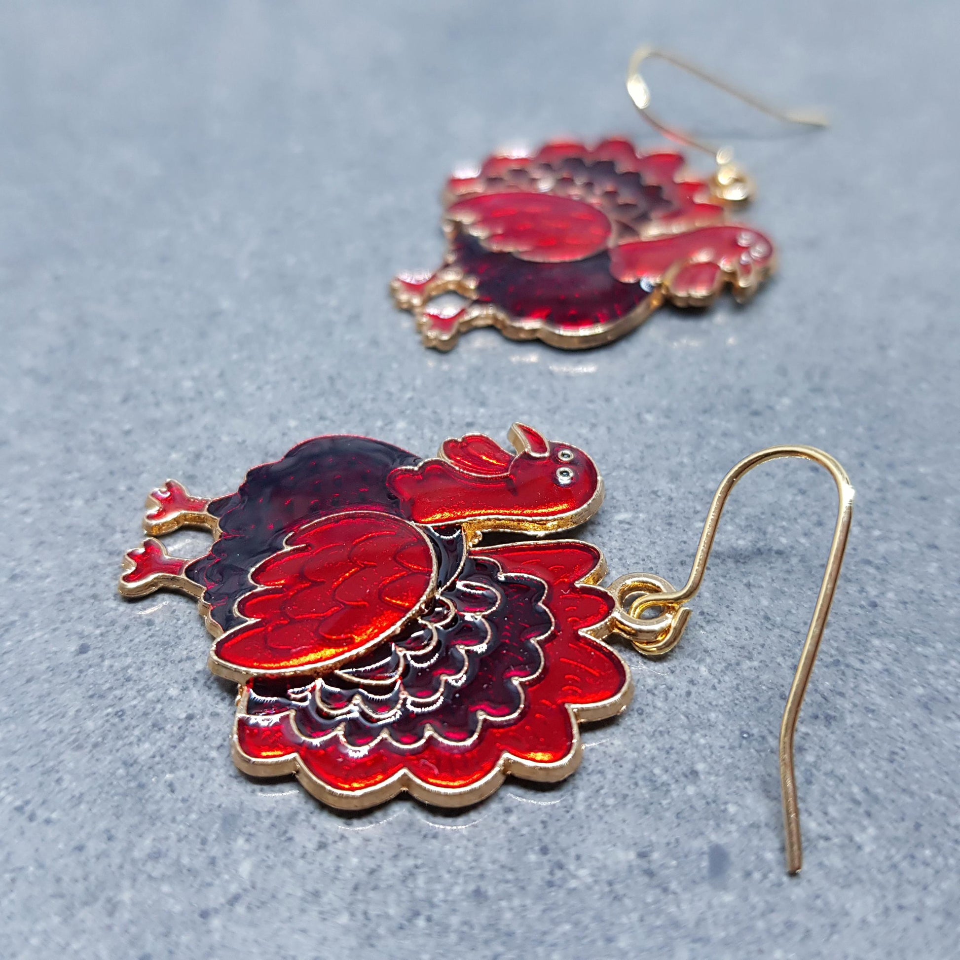 Turkey Earrings with a choice of Ear Wires, Thanksgiving Christmas Jewelry