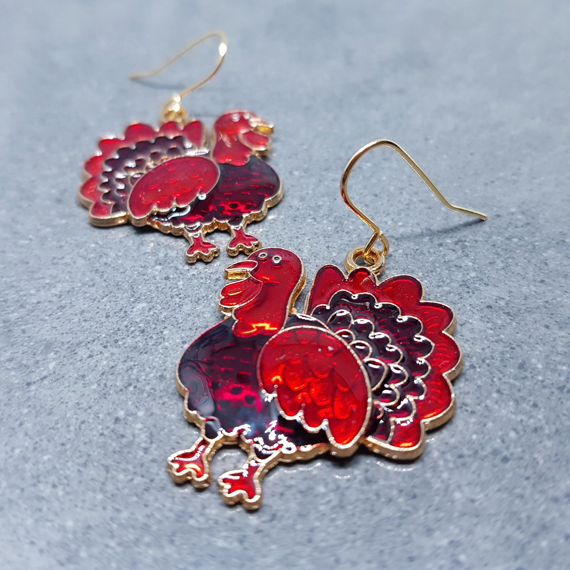 Turkey Earrings with a choice of Ear Wires, Thanksgiving Christmas Jewelry