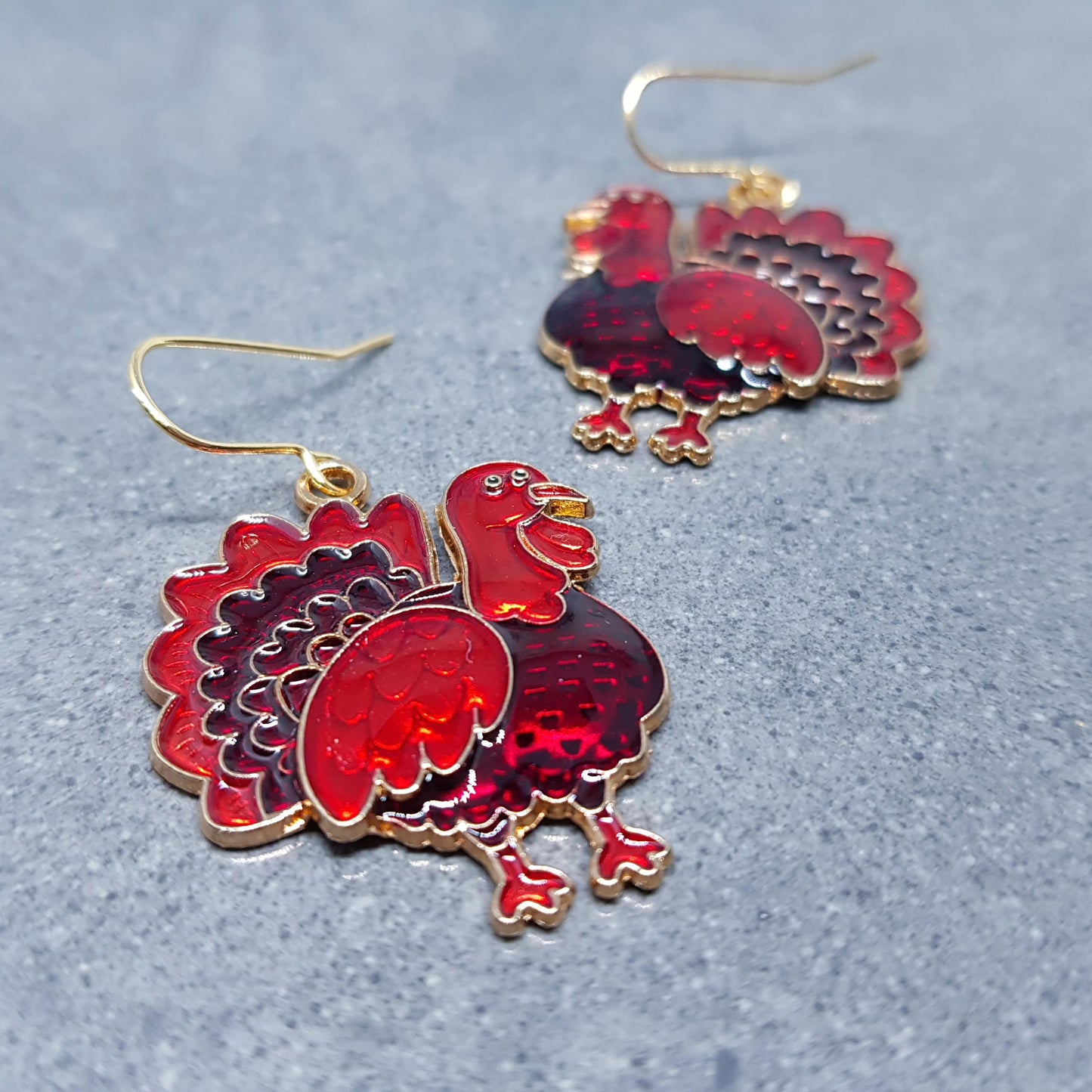 Turkey Earrings with a choice of Ear Wires, Thanksgiving Christmas Jewelry