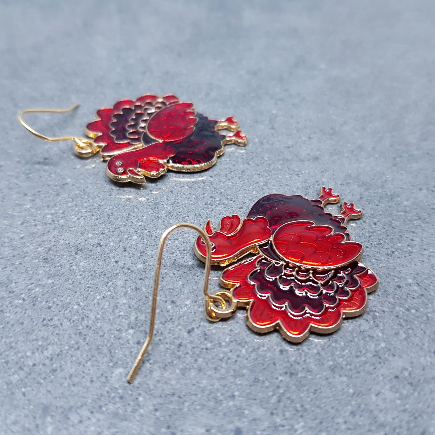 Turkey Earrings with a choice of Ear Wires, Thanksgiving Christmas Jewelry