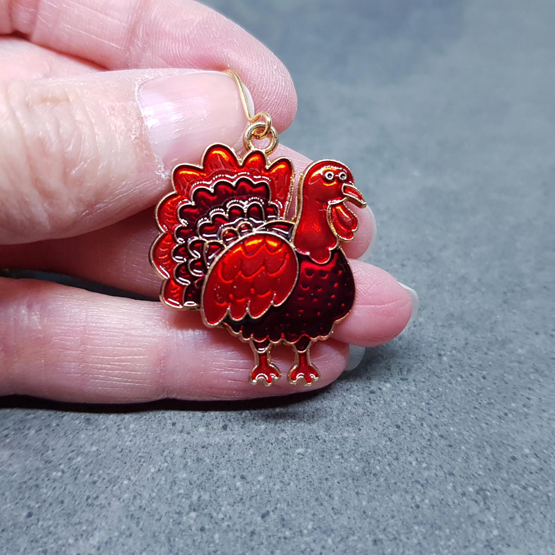 Turkey Earrings with a choice of Ear Wires, Thanksgiving Christmas Jewelry
