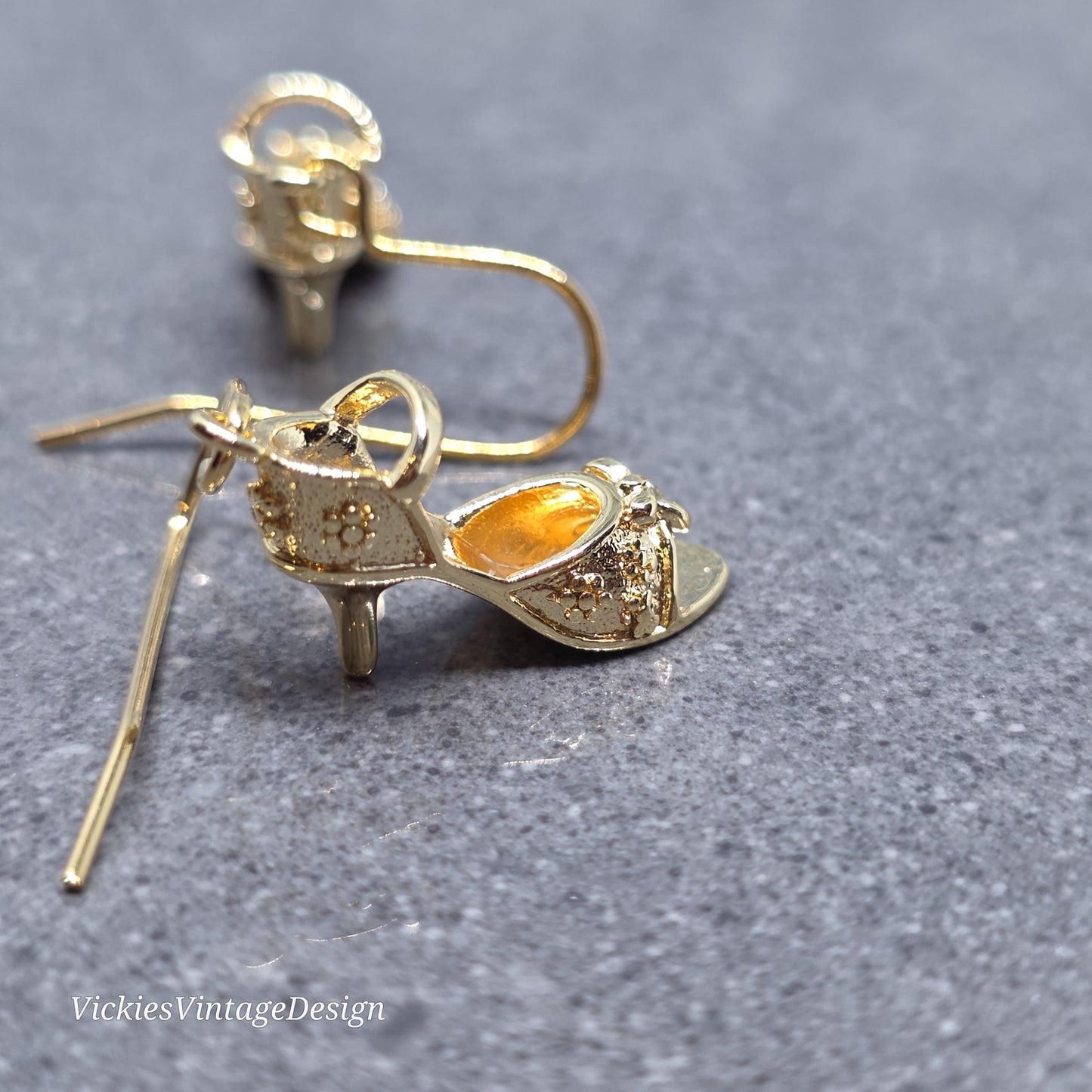 Shoe Earrings, Hypoallergenic Ear Wires, Peep Toe Shoe Earrings, High Heel Shoe Earrings, Stiletto Earrings, Gold Shoe Earrings