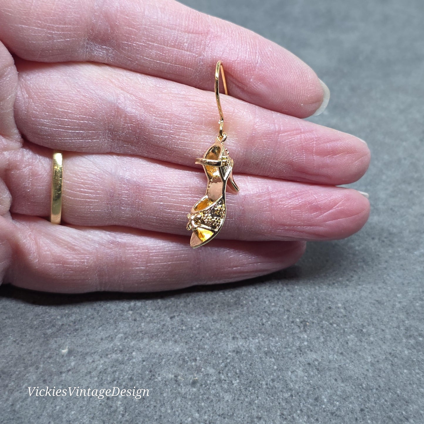 Shoe Earrings, Hypoallergenic Ear Wires, Peep Toe Shoe Earrings, High Heel Shoe Earrings, Stiletto Earrings, Gold Shoe Earrings