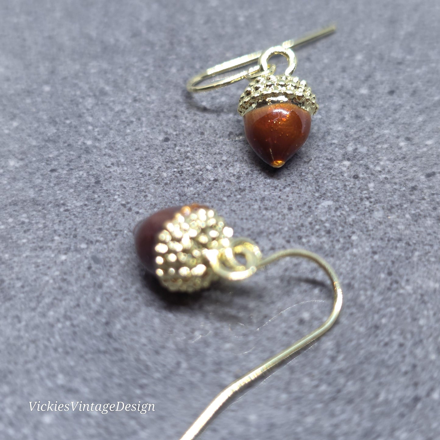 Large Acorn Earrings with a Choice of Ear Wires: Enamelled Fall Earrings