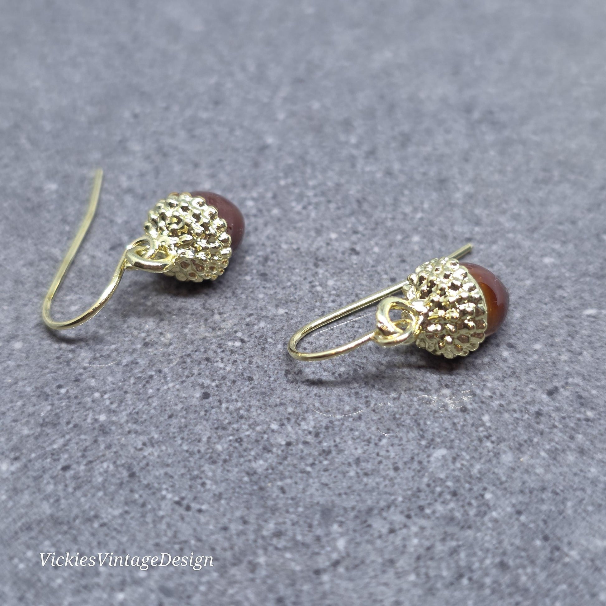 Large Acorn Earrings with a Choice of Ear Wires: Enamelled Fall Earrings