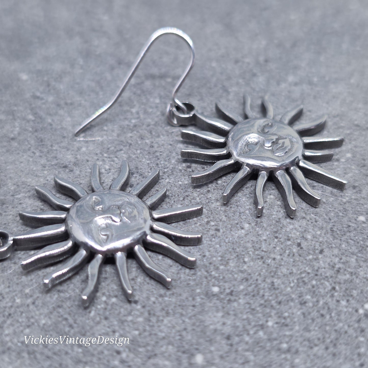 Sun Earrings, Hypoallergenic Ear Wires, Sterling Silver Ear Wires, Celestial Earrings