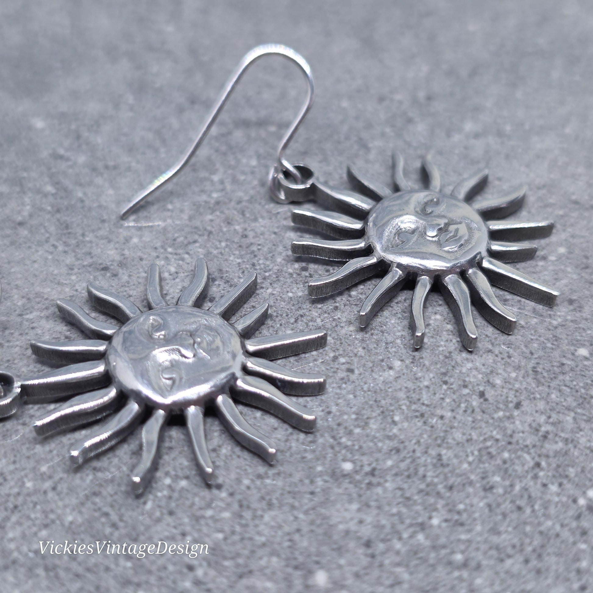 Sun Earrings, Hypoallergenic Ear Wires, Sterling Silver Ear Wires, Celestial Earrings