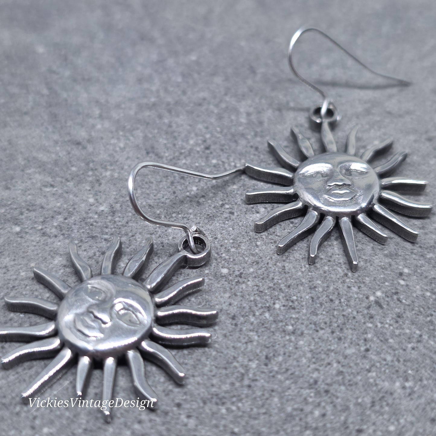Sun Earrings, Hypoallergenic Ear Wires, Sterling Silver Ear Wires, Celestial Earrings