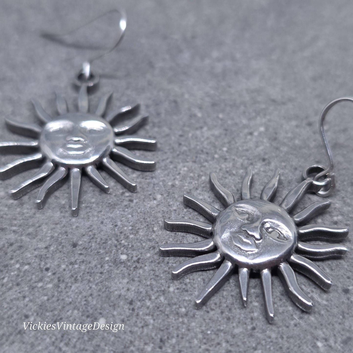 Sun Earrings, Hypoallergenic Ear Wires, Sterling Silver Ear Wires, Celestial Earrings