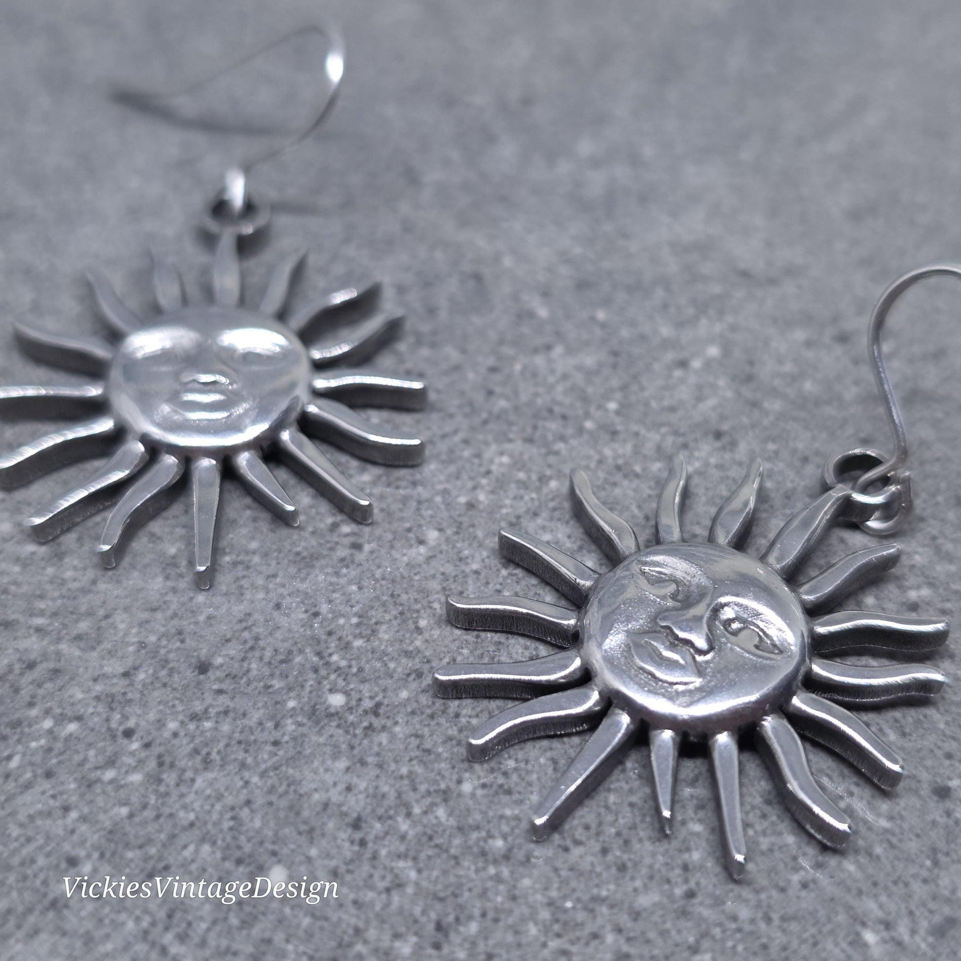 Sun Earrings, Hypoallergenic Ear Wires, Sterling Silver Ear Wires, Celestial Earrings