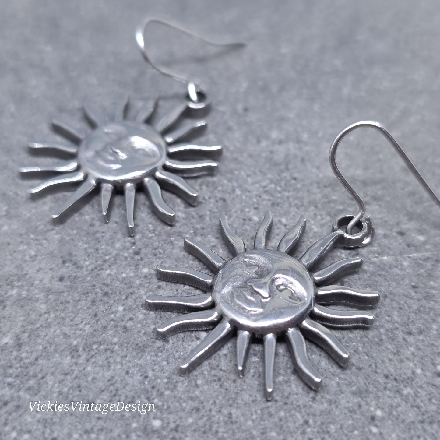 Sun Earrings, Hypoallergenic Ear Wires, Sterling Silver Ear Wires, Celestial Earrings
