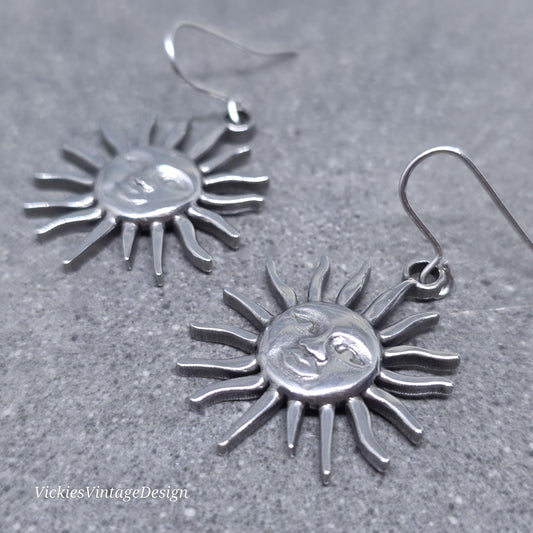Sun Earrings, Hypoallergenic Ear Wires, Sterling Silver Ear Wires, Celestial Earrings