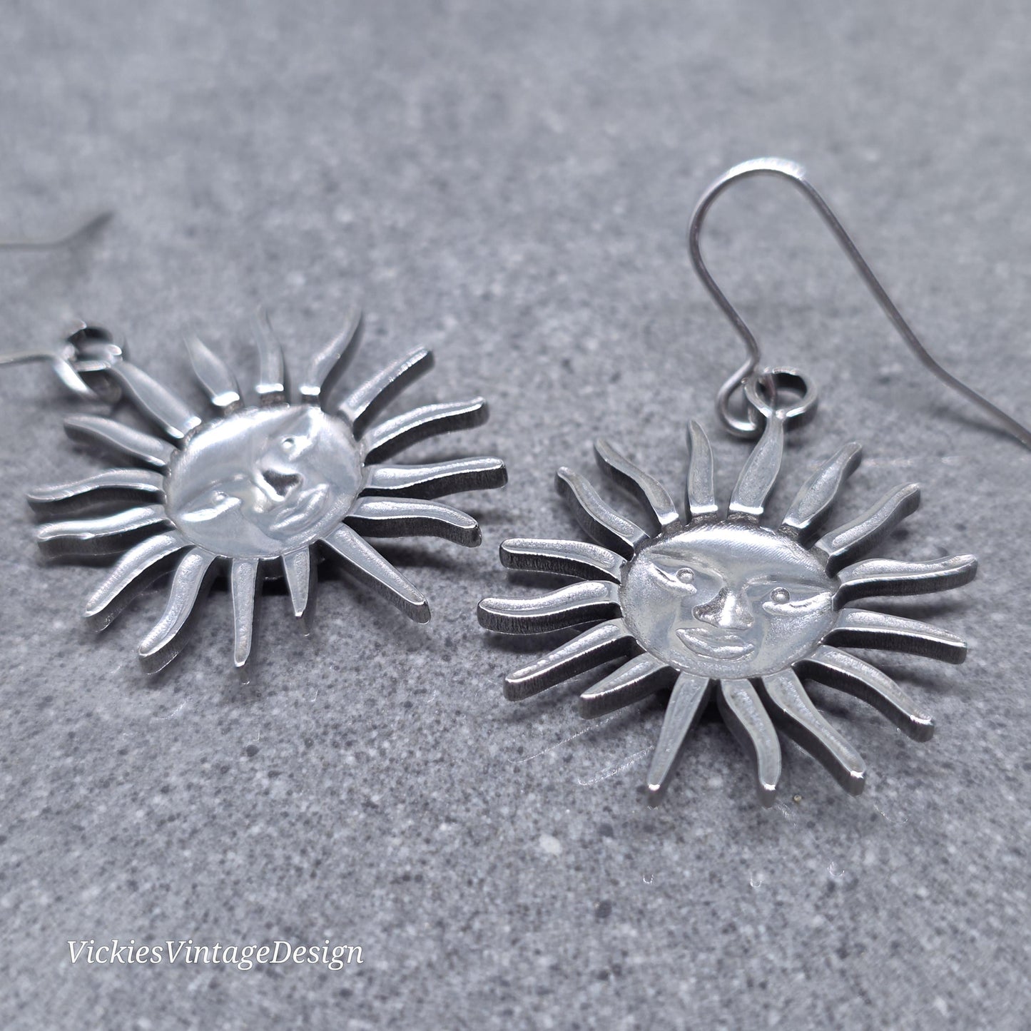 Sun Earrings, Hypoallergenic Ear Wires, Sterling Silver Ear Wires, Celestial Earrings