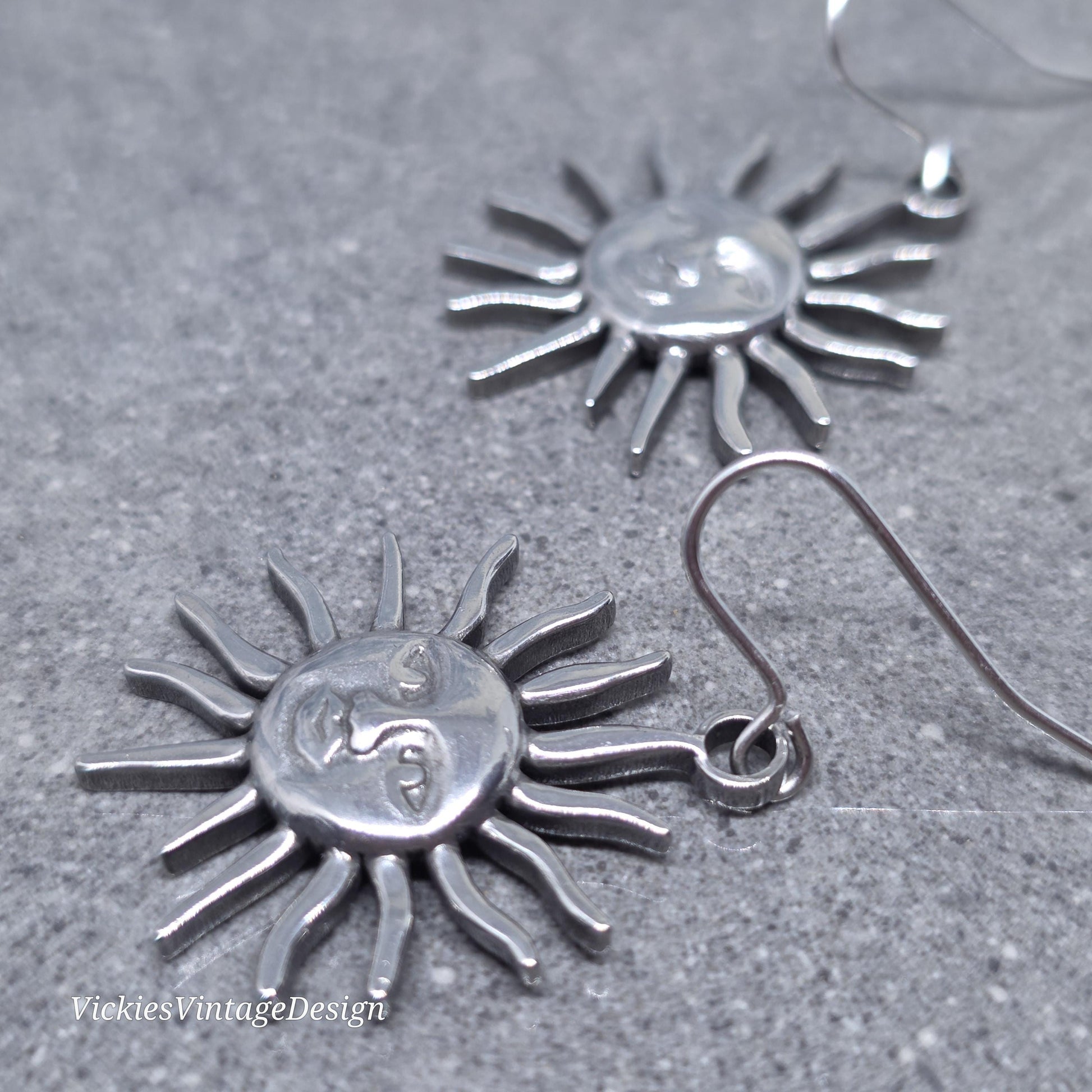 Sun Earrings, Hypoallergenic Ear Wires, Sterling Silver Ear Wires, Celestial Earrings