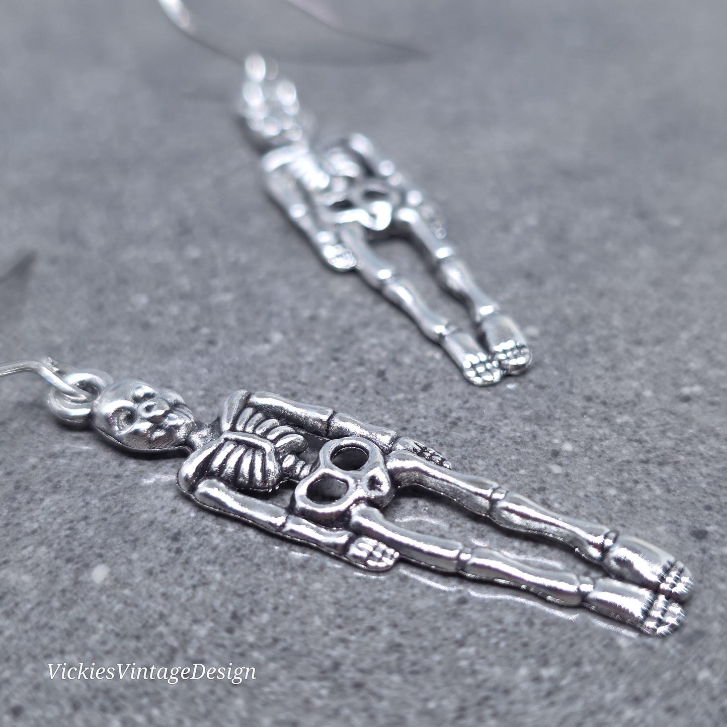 Skeleton Earrings, Hypoallergenic Ear Wires, 925 Sterling Silver Ear Wires, Gothic Jewellery