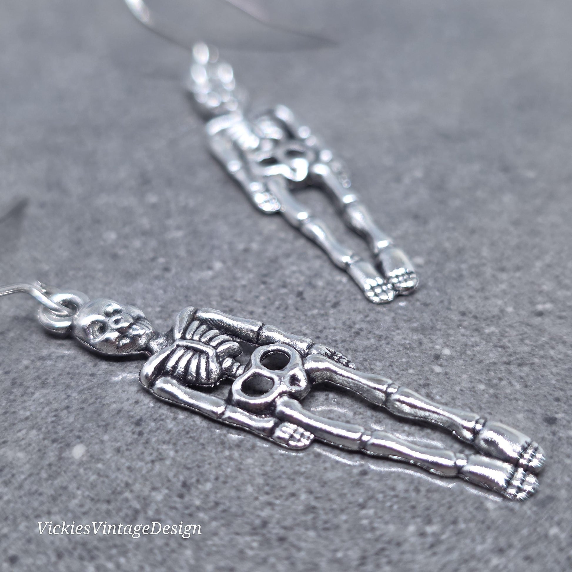 Skeleton Earrings, Hypoallergenic Ear Wires, 925 Sterling Silver Ear Wires, Gothic Jewellery