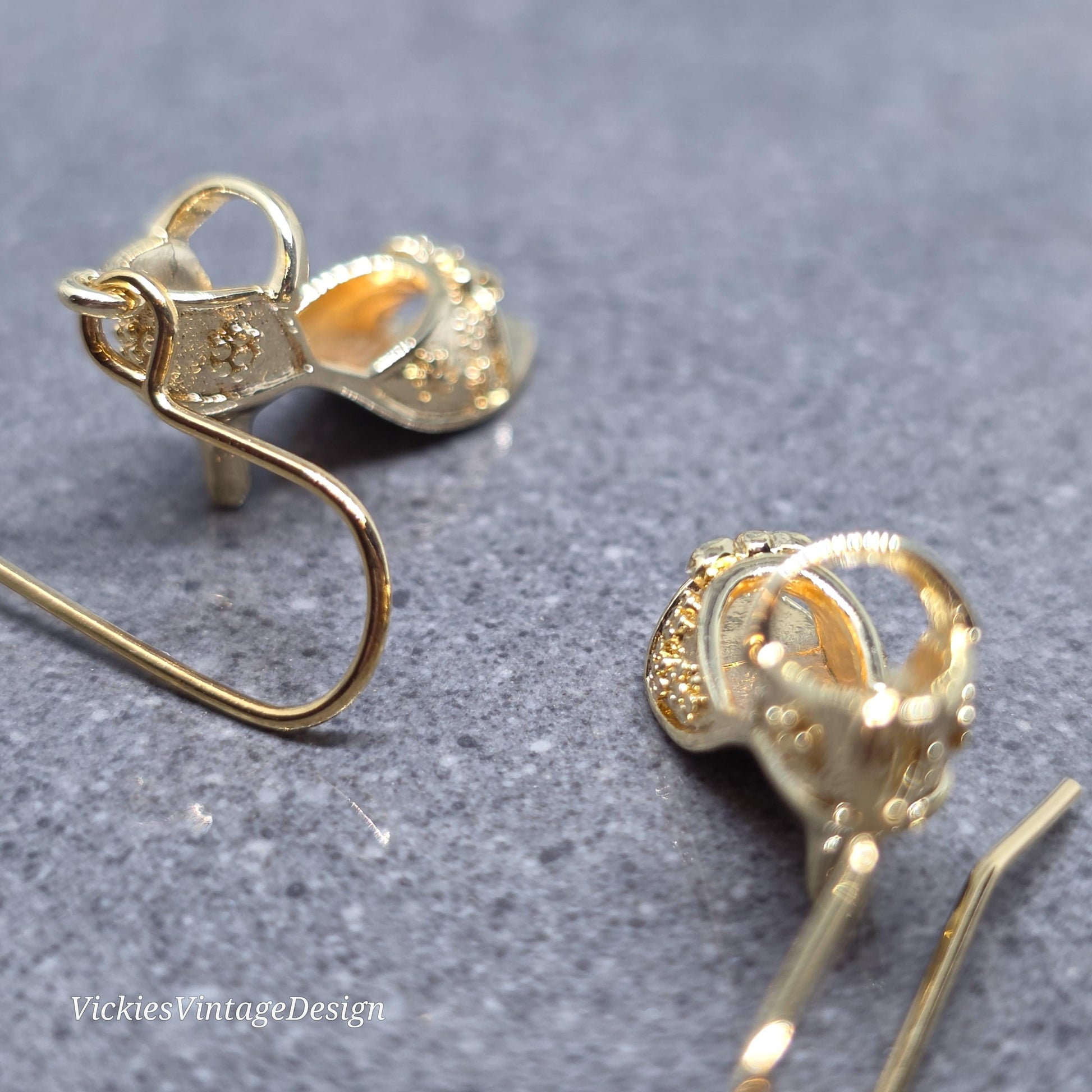 Shoe Earrings, Hypoallergenic Ear Wires, Peep Toe Shoe Earrings, High Heel Shoe Earrings, Stiletto Earrings, Gold Shoe Earrings