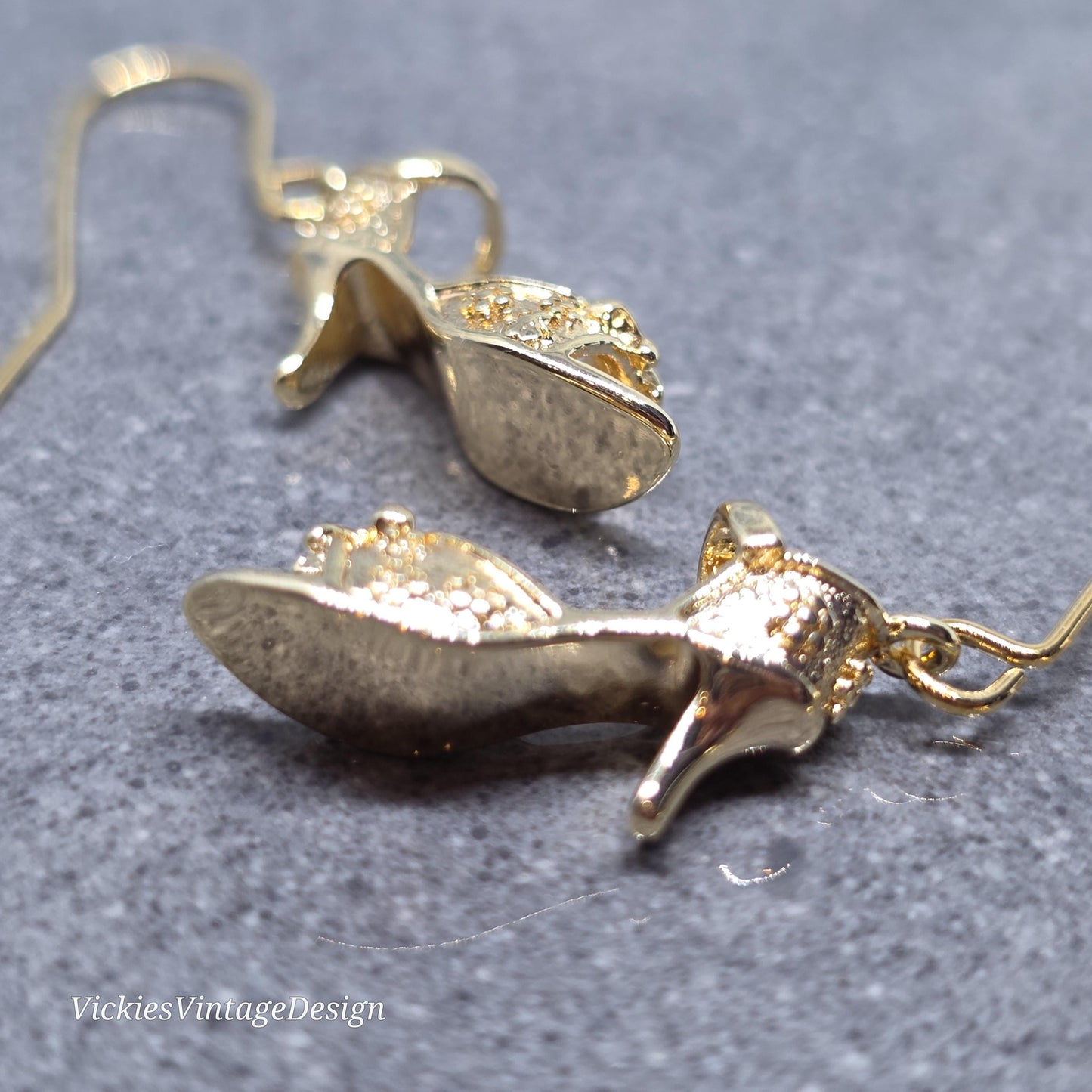 Shoe Earrings, Hypoallergenic Ear Wires, Peep Toe Shoe Earrings, High Heel Shoe Earrings, Stiletto Earrings, Gold Shoe Earrings