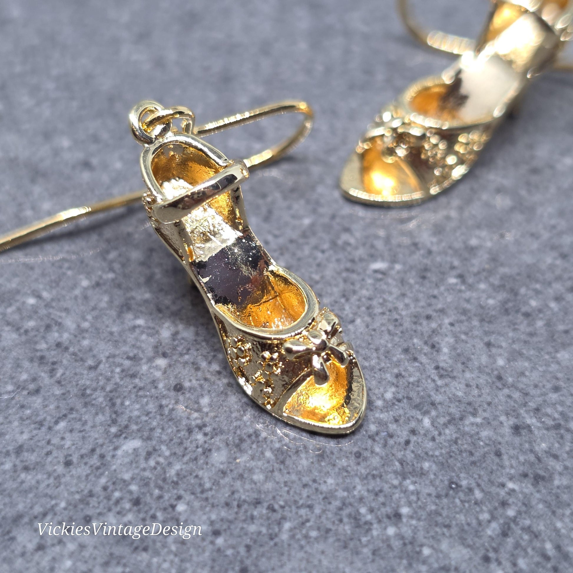 Shoe Earrings, Hypoallergenic Ear Wires, Peep Toe Shoe Earrings, High Heel Shoe Earrings, Stiletto Earrings, Gold Shoe Earrings