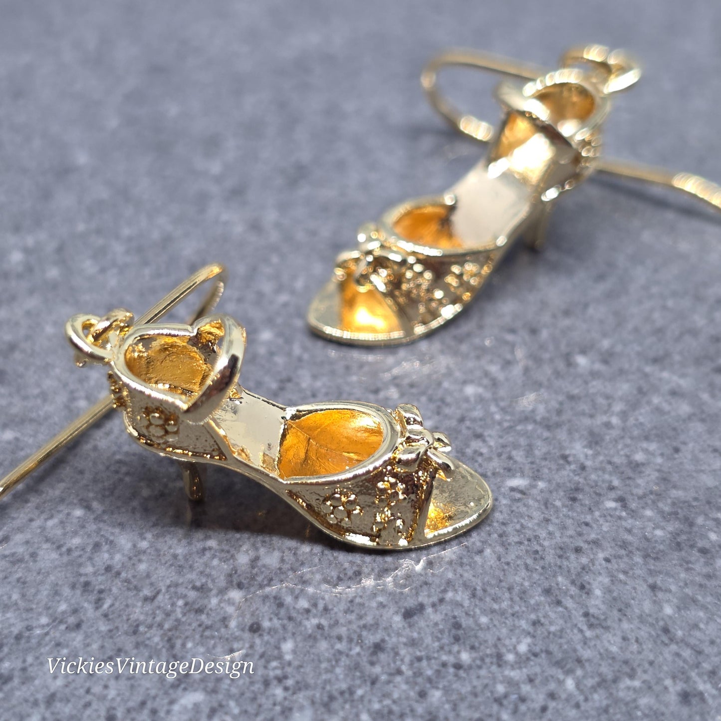 Shoe Earrings, Hypoallergenic Ear Wires, Peep Toe Shoe Earrings, High Heel Shoe Earrings, Stiletto Earrings, Gold Shoe Earrings