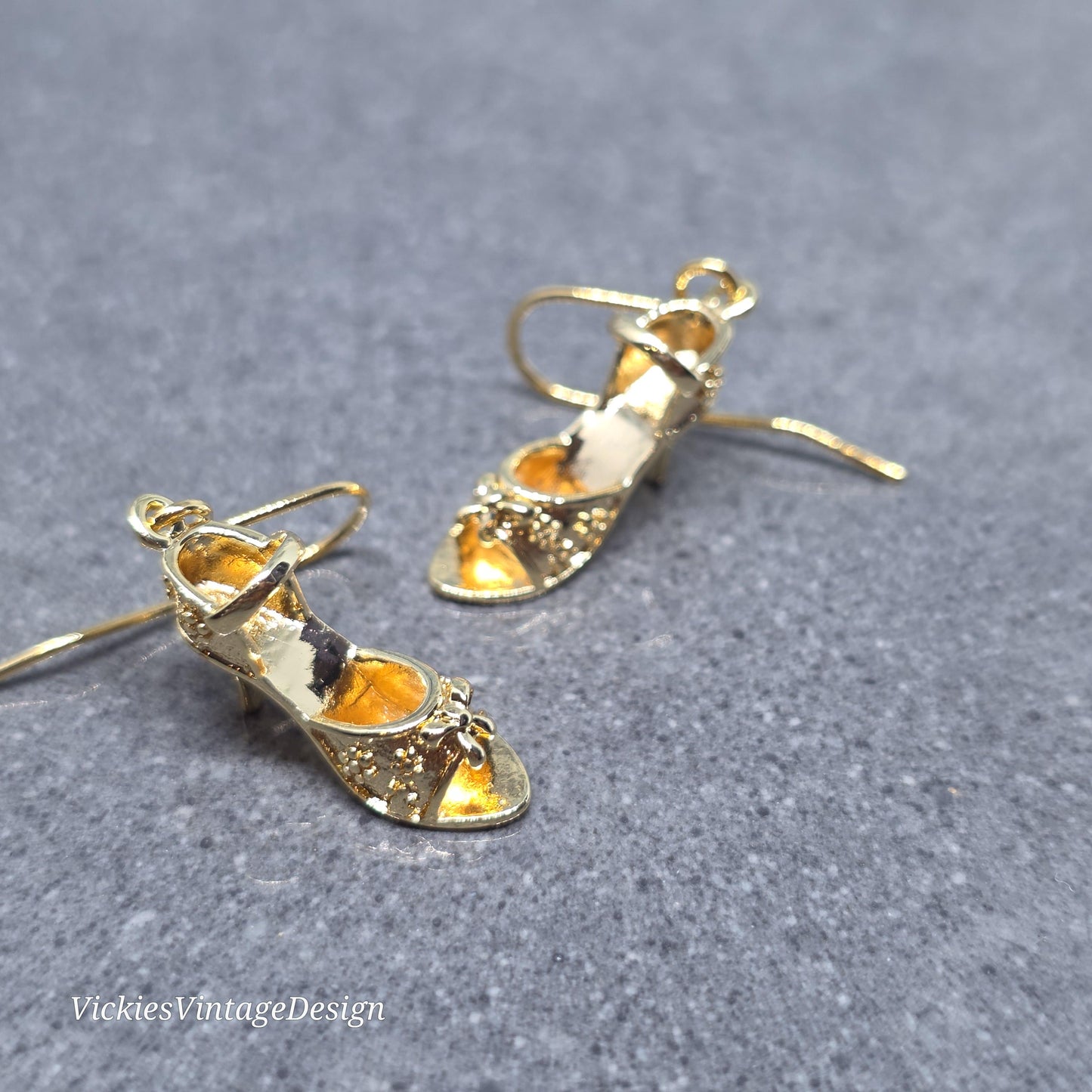 Shoe Earrings, Hypoallergenic Ear Wires, Peep Toe Shoe Earrings, High Heel Shoe Earrings, Stiletto Earrings, Gold Shoe Earrings