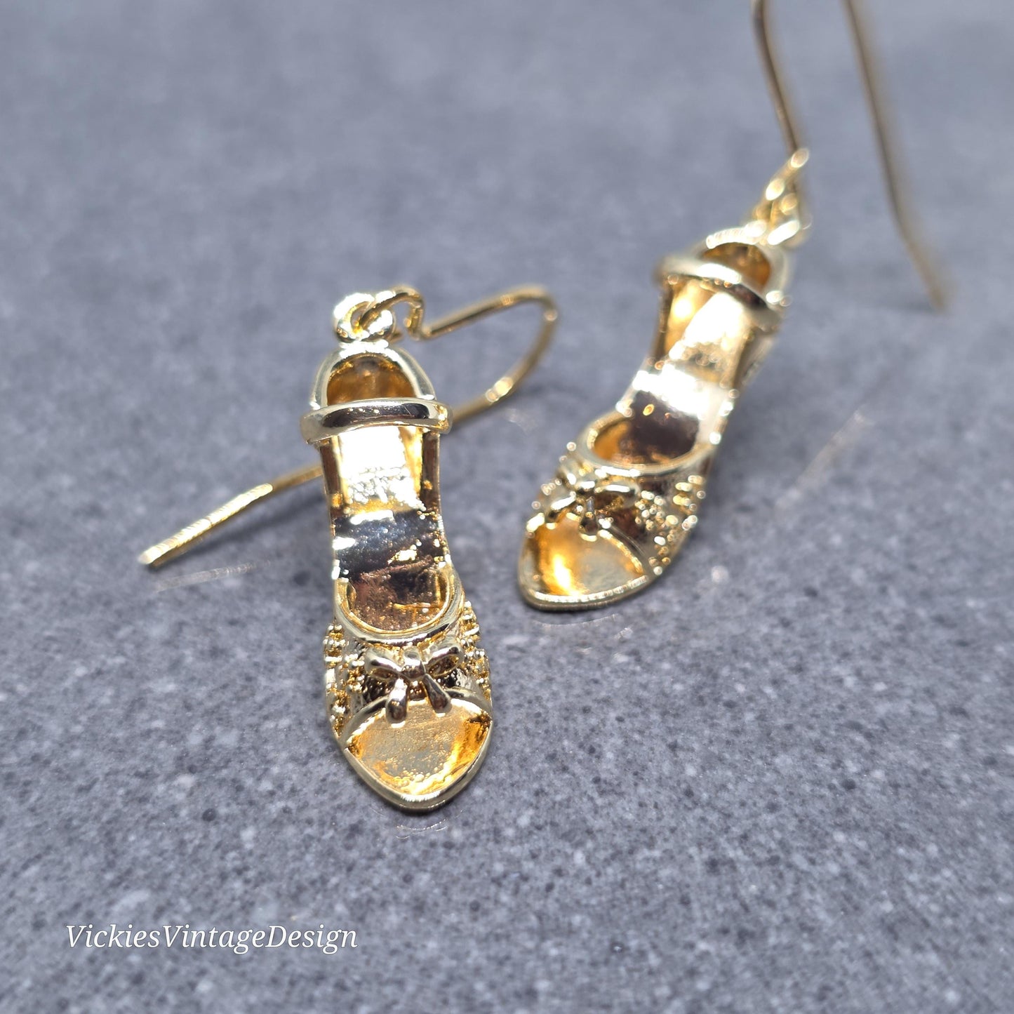 Shoe Earrings, Hypoallergenic Ear Wires, Peep Toe Shoe Earrings, High Heel Shoe Earrings, Stiletto Earrings, Gold Shoe Earrings