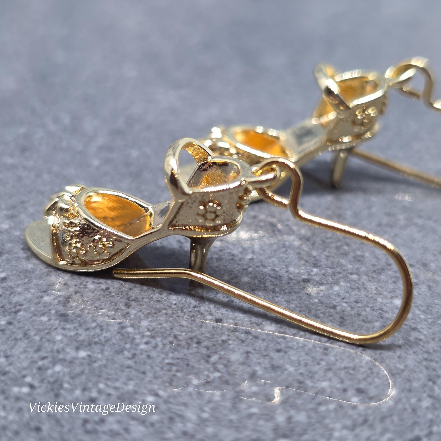 Shoe Earrings, Hypoallergenic Ear Wires, Peep Toe Shoe Earrings, High Heel Shoe Earrings, Stiletto Earrings, Gold Shoe Earrings