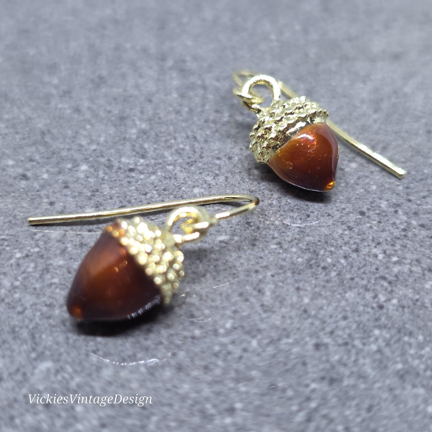 Large Acorn Earrings with a Choice of Ear Wires: Enamelled Fall Earrings