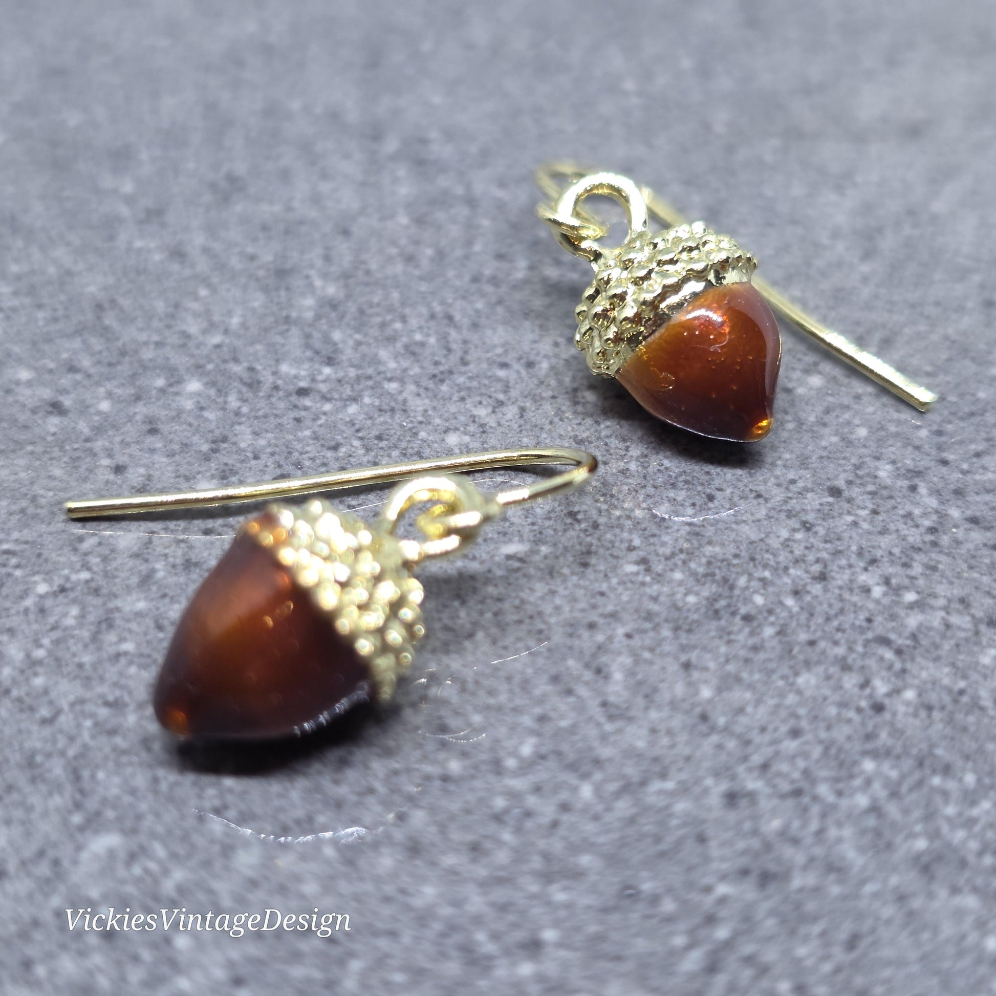 Large Acorn Earrings with a Choice of Ear Wires: Enamelled Fall Earrings