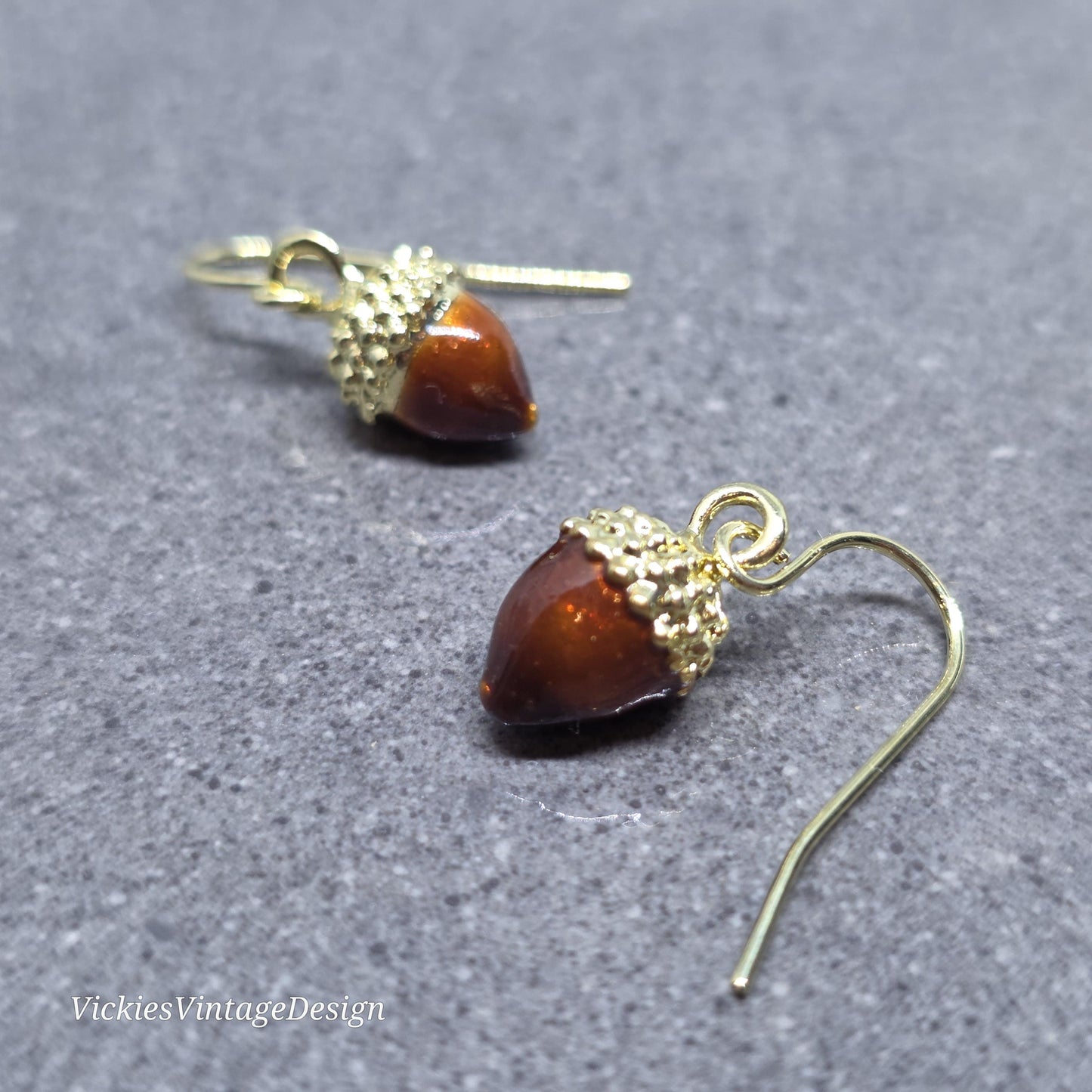 Large Acorn Earrings with a Choice of Ear Wires: Enamelled Fall Earrings