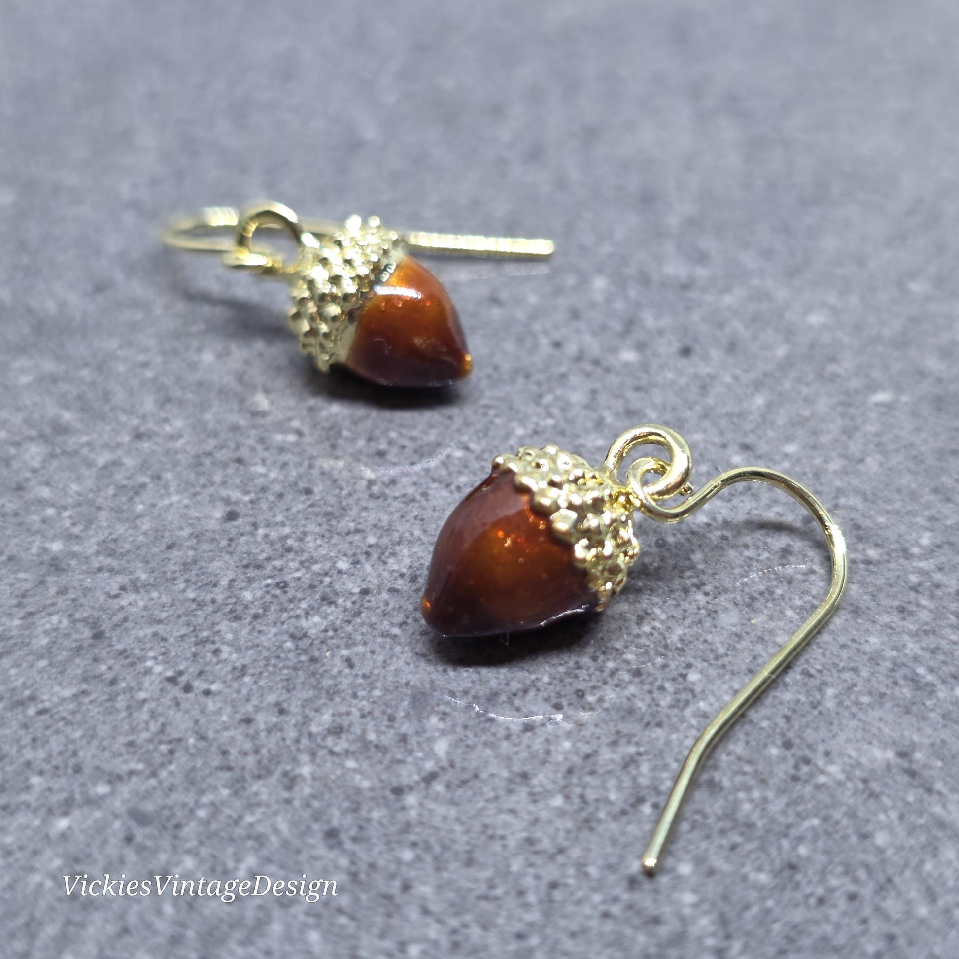 Large Acorn Earrings with a Choice of Ear Wires: Enamelled Fall Earrings