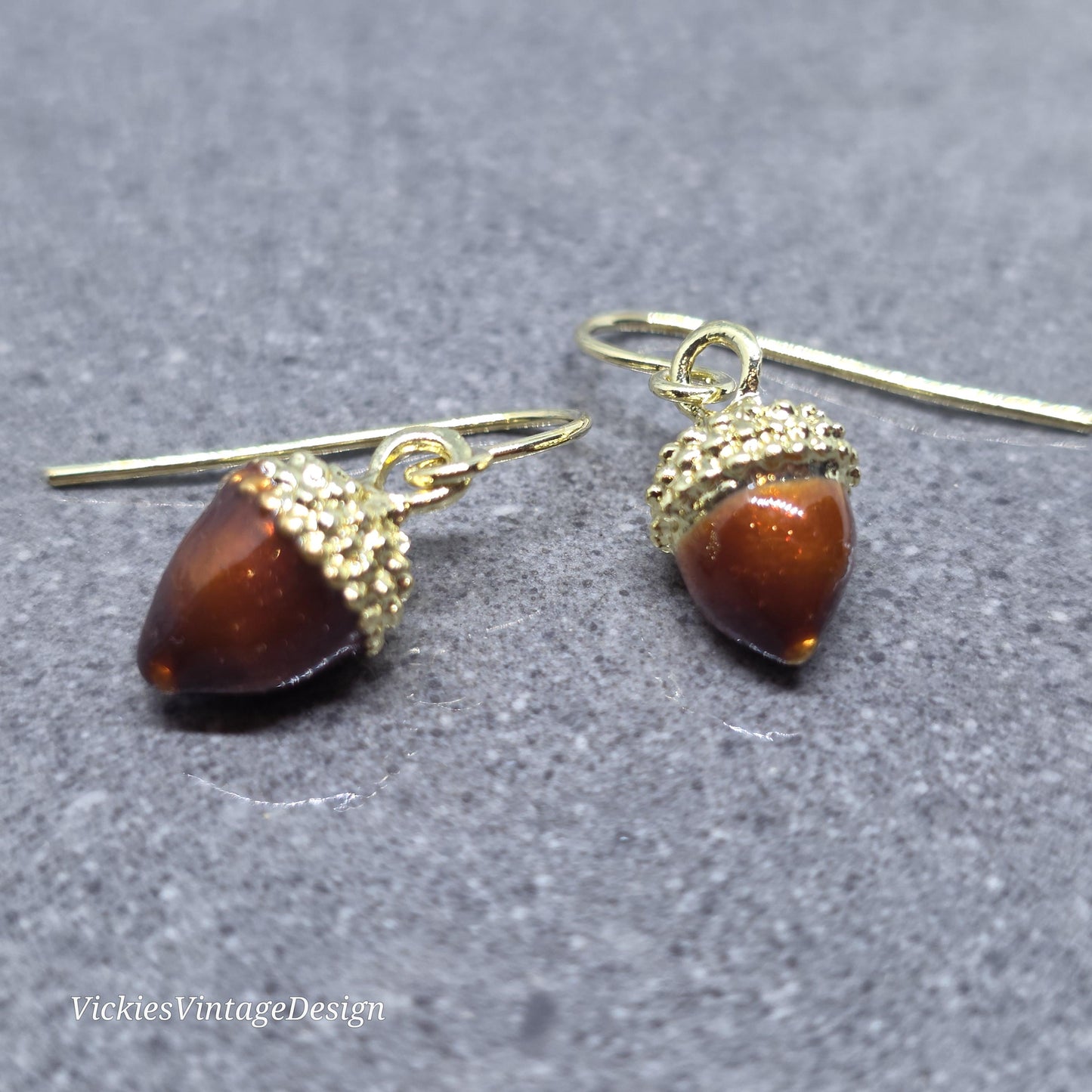Large Acorn Earrings with a Choice of Ear Wires: Enamelled Fall Earrings