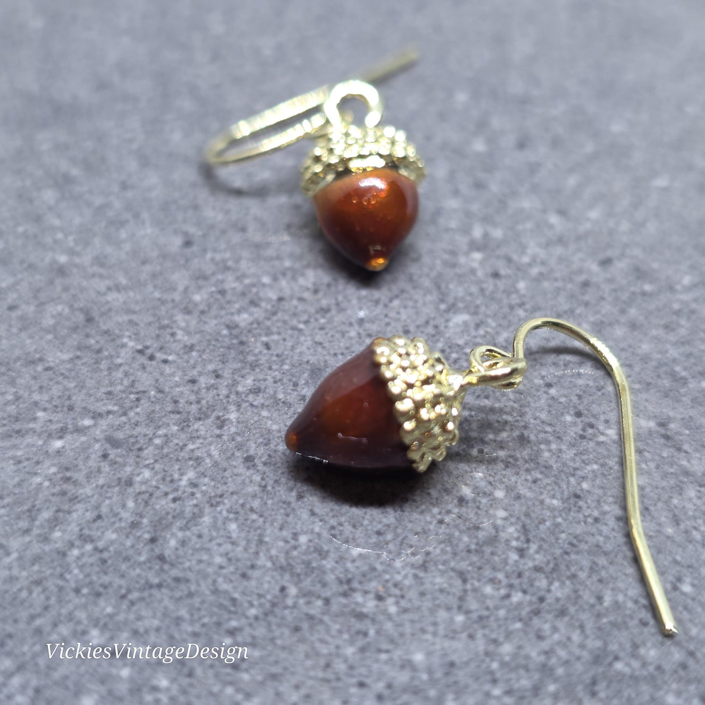 Large Acorn Earrings with a Choice of Ear Wires: Enamelled Fall Earrings