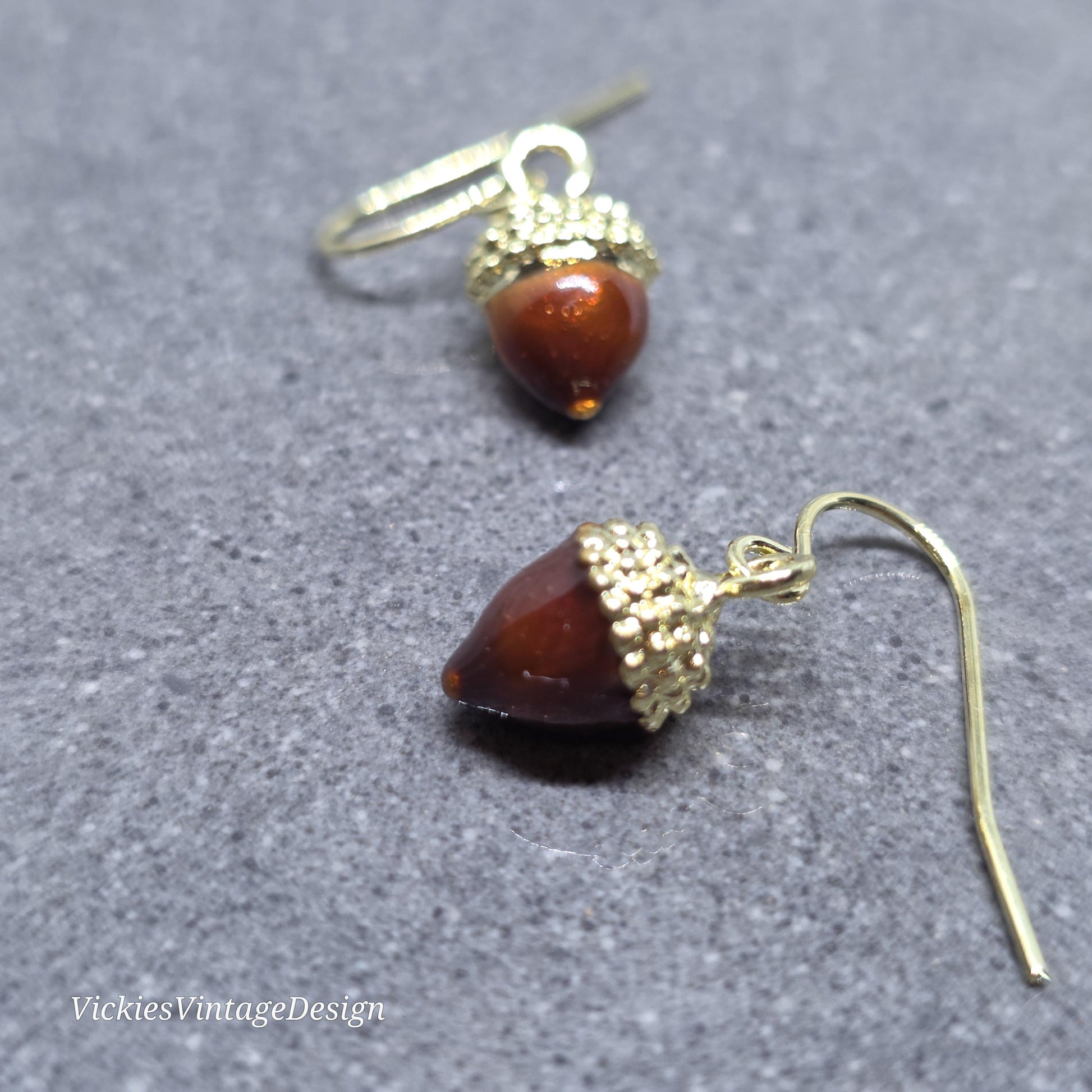 Large Acorn Earrings with a Choice of Ear Wires: Enamelled Fall Earrings