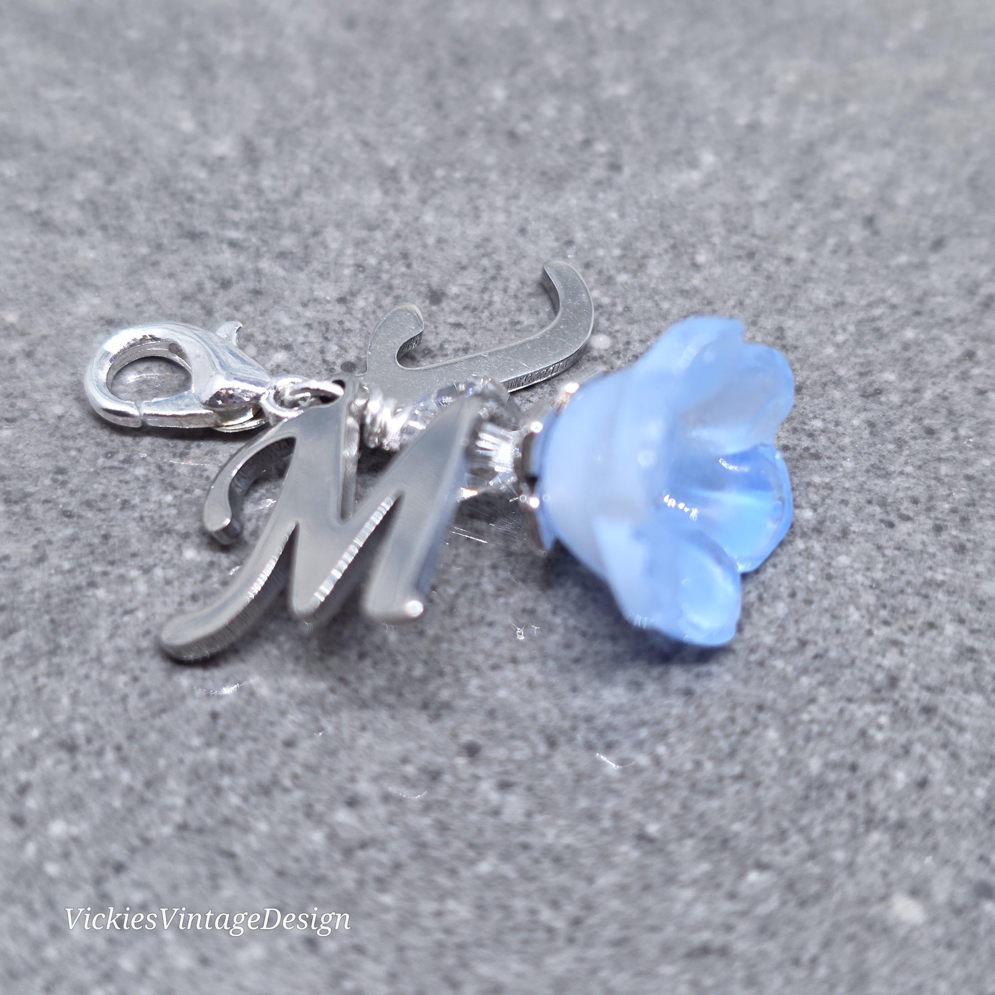 Something Blue Bridal Charm: Glass Flower, PRIMERO Crystals®, with or without Personalisation