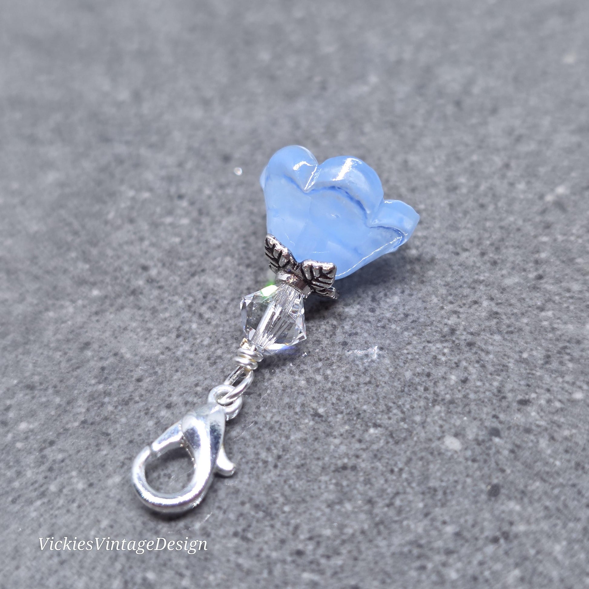Something Blue Bridal Charm: Glass Flower, PRIMERO Crystals®, with or without Personalisation