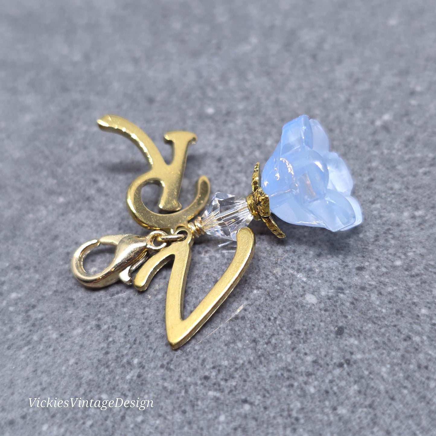 Something Blue Bridal Charm: Glass Flower, PRIMERO Crystals®, with or without Personalisation