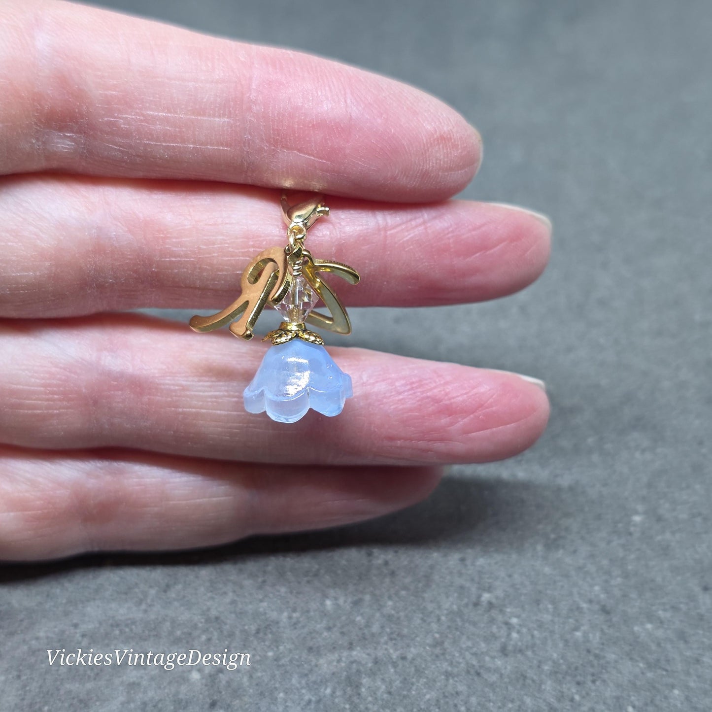 Something Blue Bridal Charm: Glass Flower, PRIMERO Crystals®, with or without Personalisation