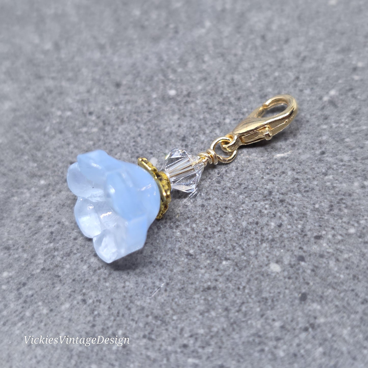 Something Blue Bridal Charm: Glass Flower, PRIMERO Crystals®, with or without Personalisation