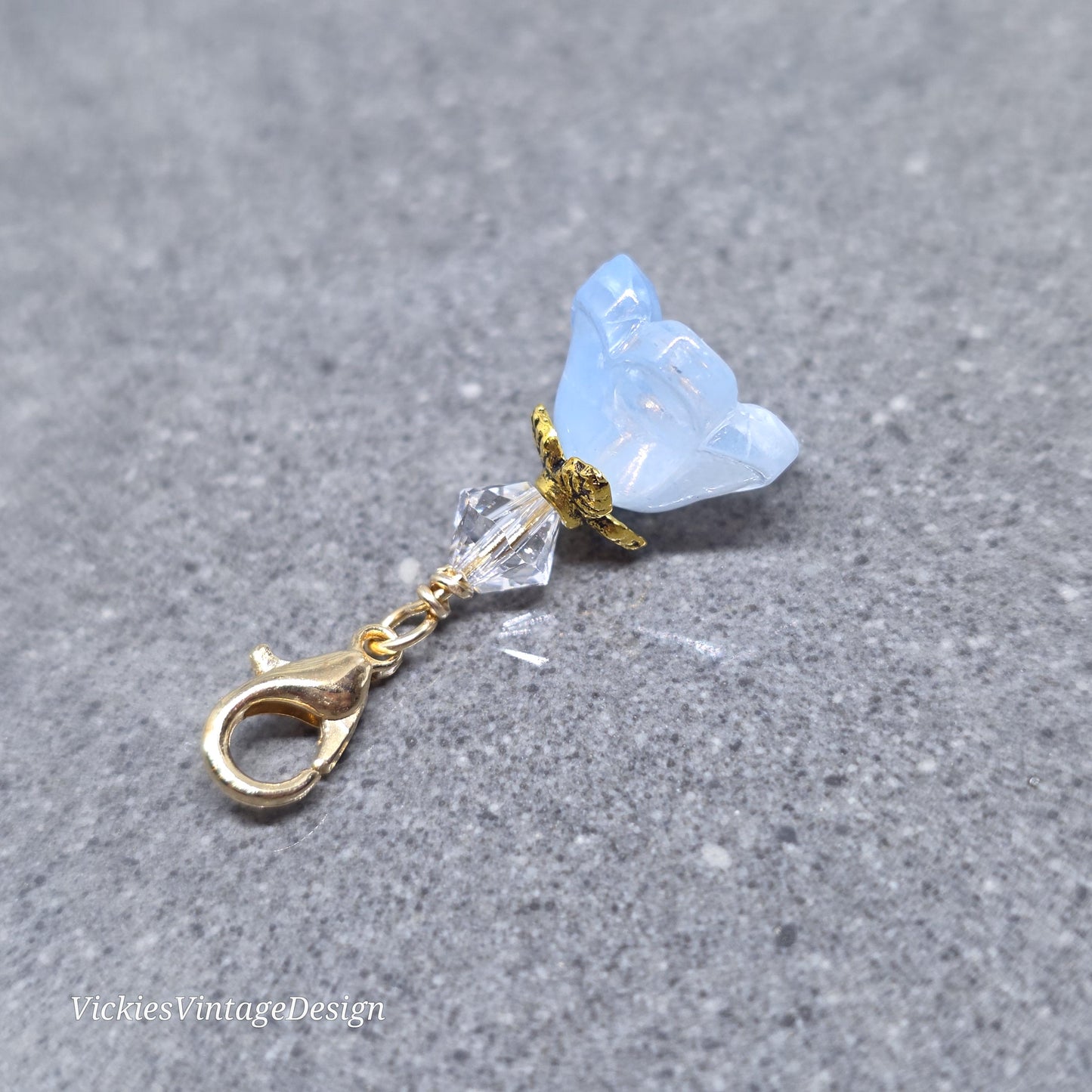Something Blue Bridal Charm: Glass Flower, PRIMERO Crystals®, with or without Personalisation