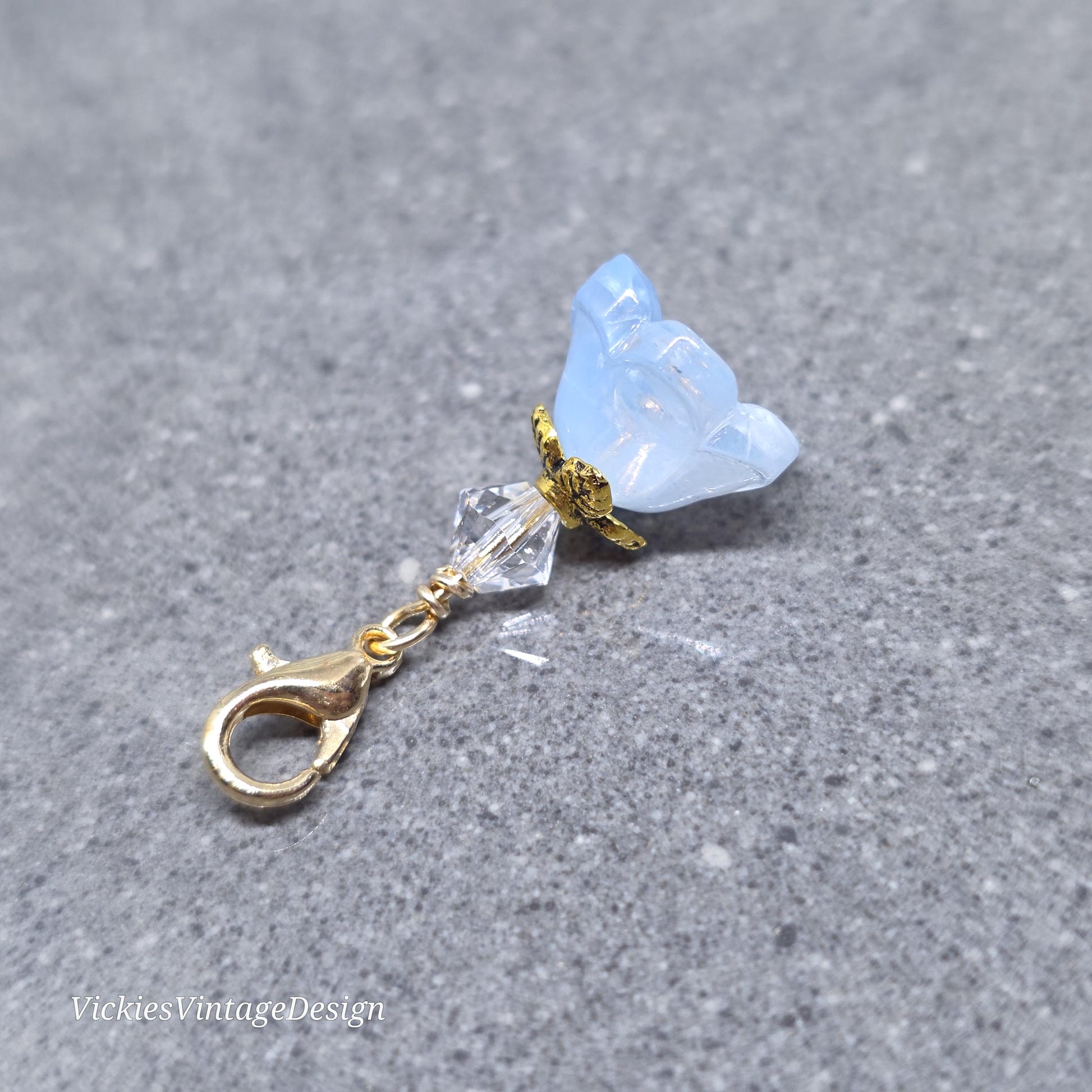 Something Blue Bridal Charm: Glass Flower, PRIMERO Crystals®, with or without Personalisation