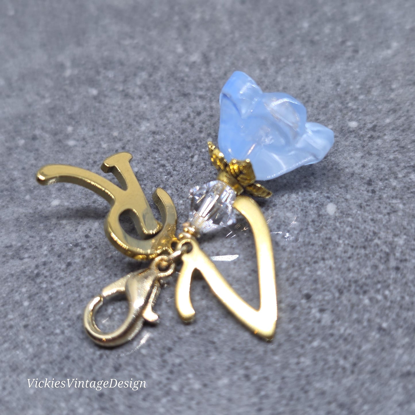 Something Blue Bridal Charm: Glass Flower, PRIMERO Crystals®, with or without Personalisation