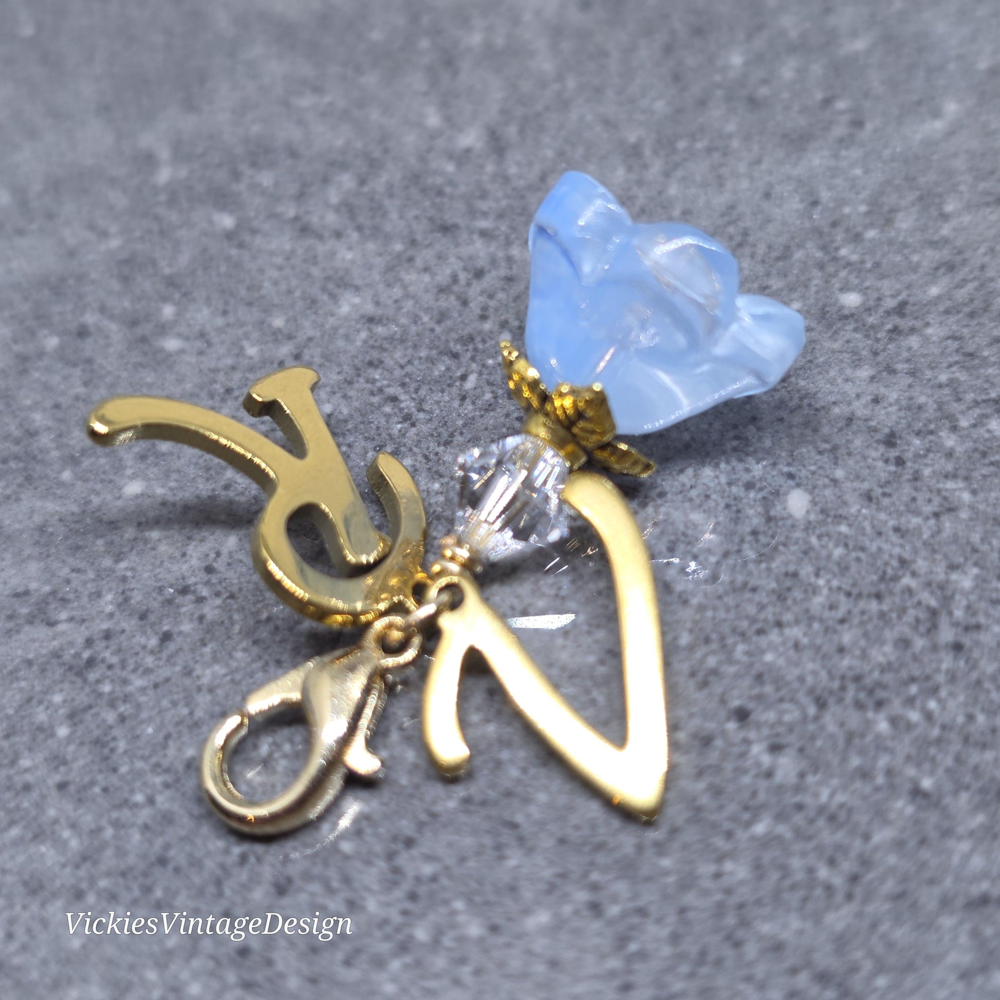 Something Blue Bridal Charm: Glass Flower, PRIMERO Crystals®, with or without Personalisation